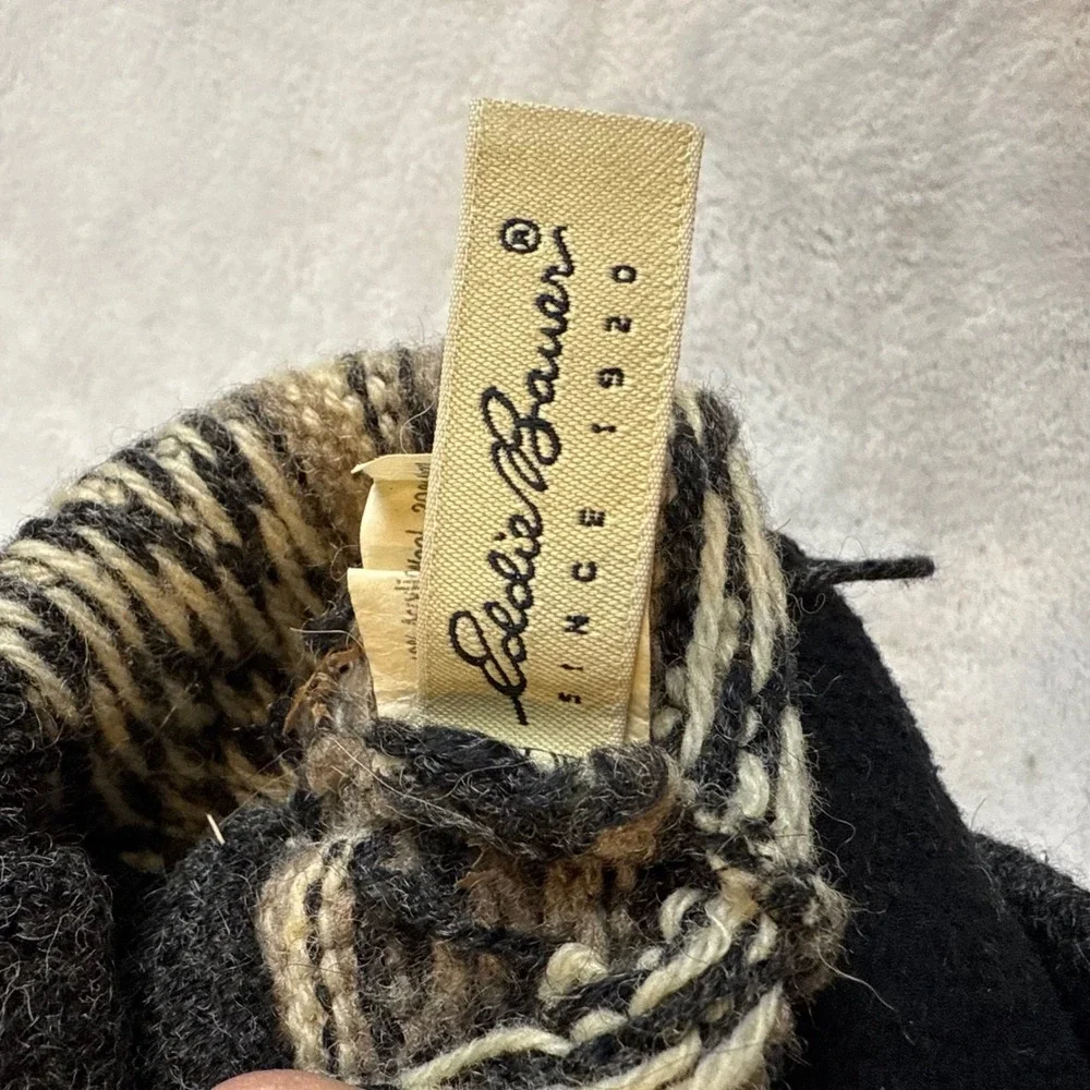 Vintage Eddie Bauer Wool Alpaca Blend Knit Hat Geometric Pattern Made in USA